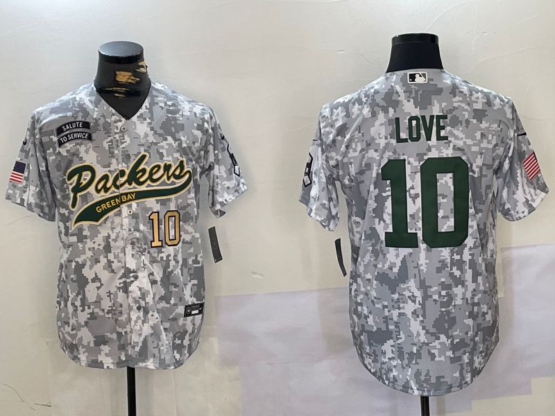 Men Green Bay Packers #10 Love Nike Arctic Camo 2024 Salute to Service Limited NFL Jersey style 2